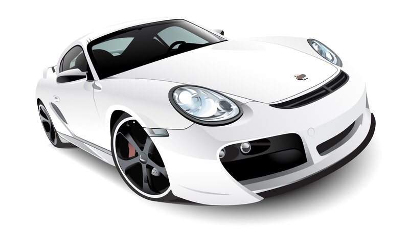 white sports car illustration
