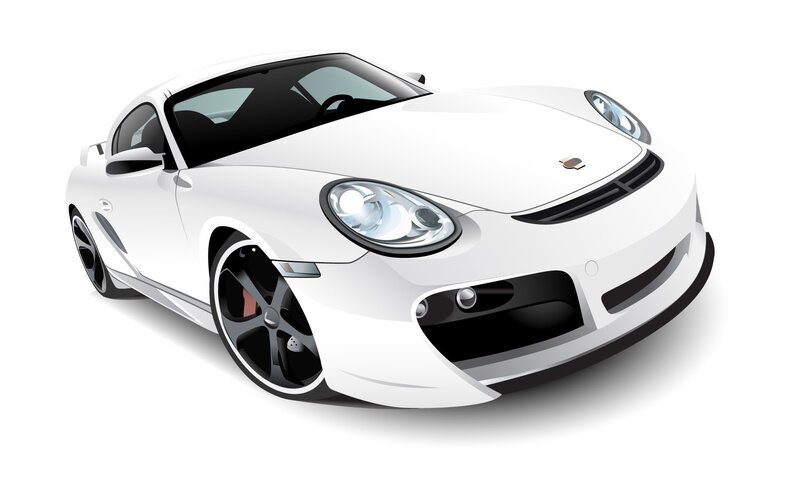 white sports car illustration