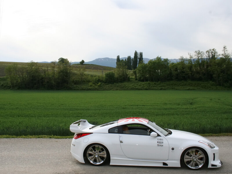 White sports car in a field