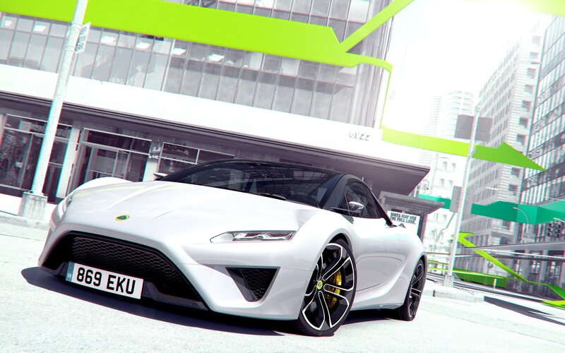 White sports car in city