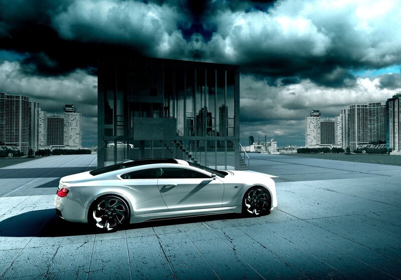 White sports car in city