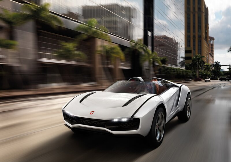 White sports car in city