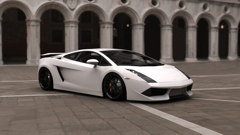 white sports car in courtyard