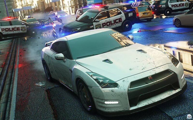 White Sports Car in Crash — Chaotic