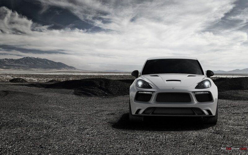 White sports car in desert