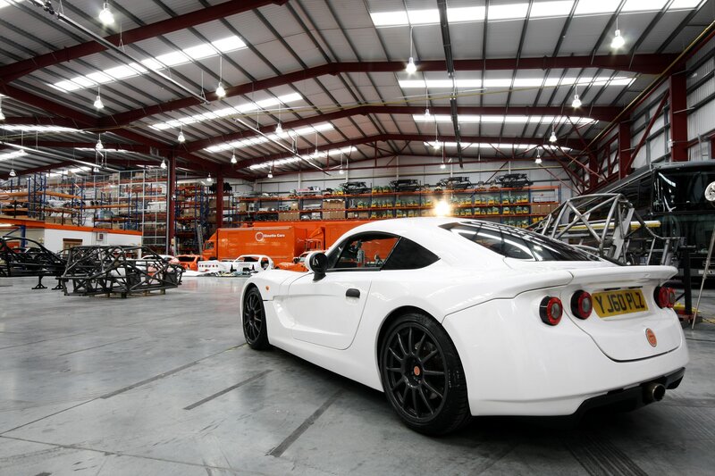 White sports car in factory
