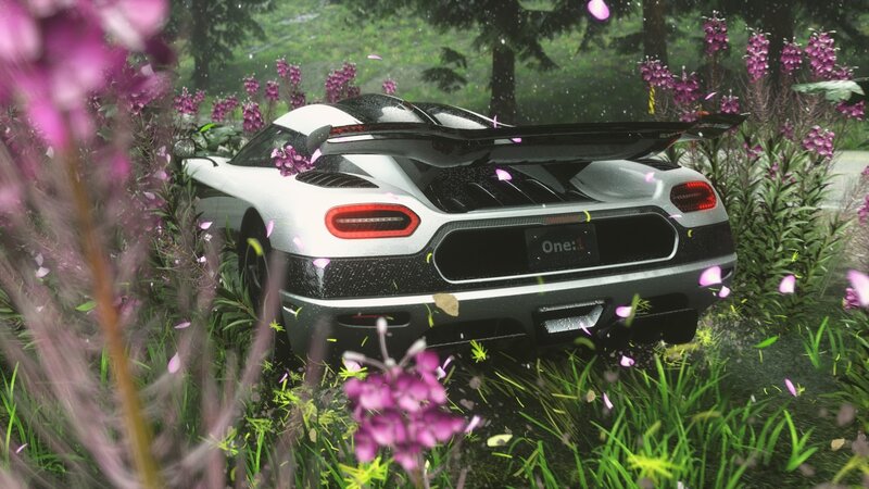 White Sports Car in Flowers