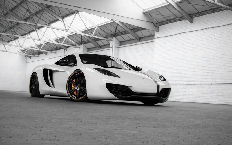 white sports car in garage