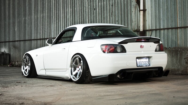 white sports car in garage