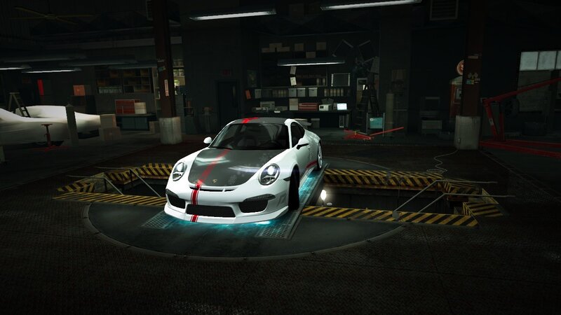 white sports car in garage