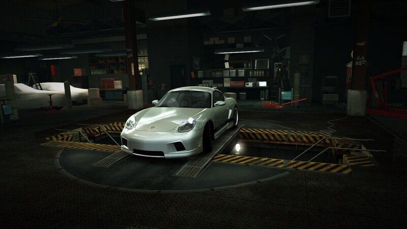 white sports car in garage