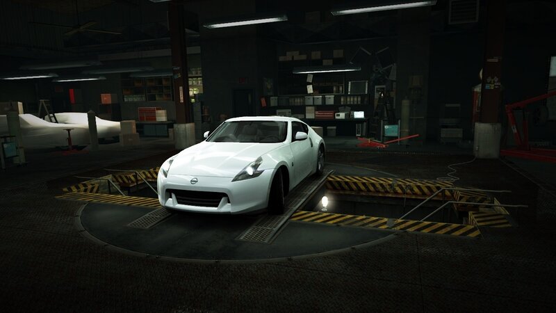 white sports car in garage