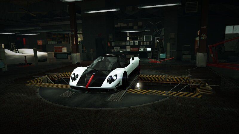 white sports car in garage