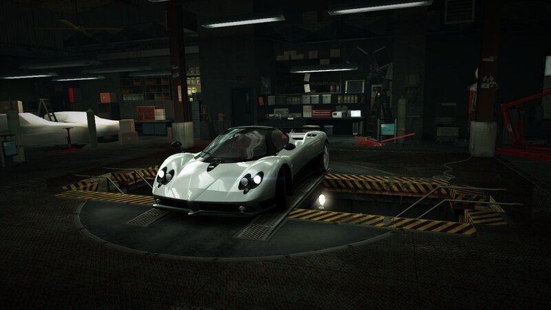 white sports car in garage
