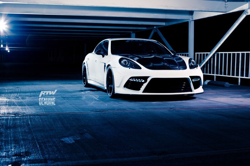 white sports car in garage