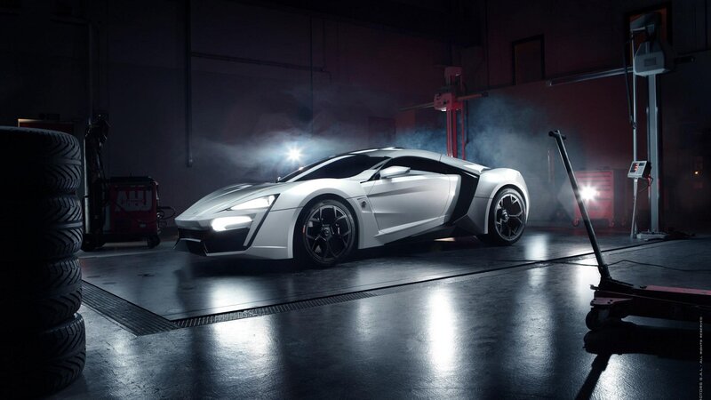white sports car in garage