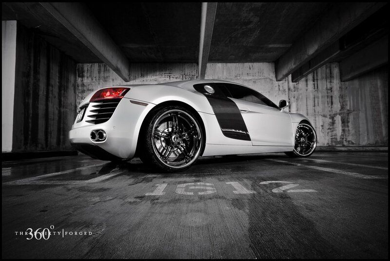 White sports car in garage