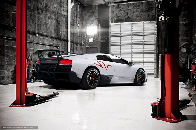 White Sports Car in Garage — Dramatic