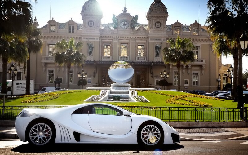 White sports car in Monaco