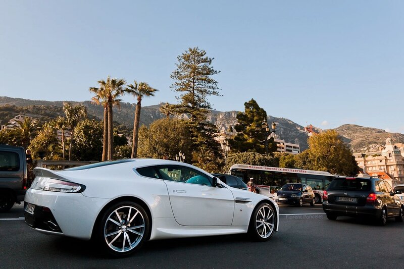 White sports car in Monaco
