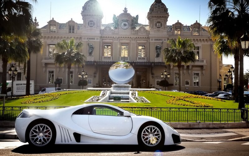 White sports car in Monaco