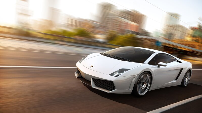 White sports car in motion
