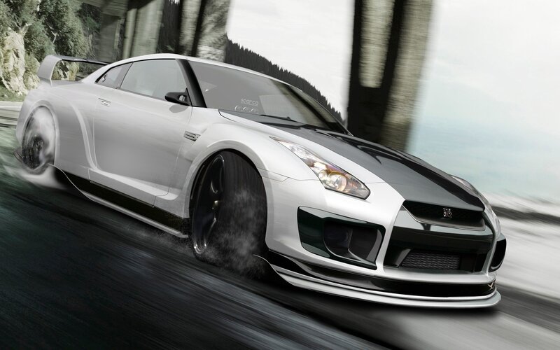white sports car in motion