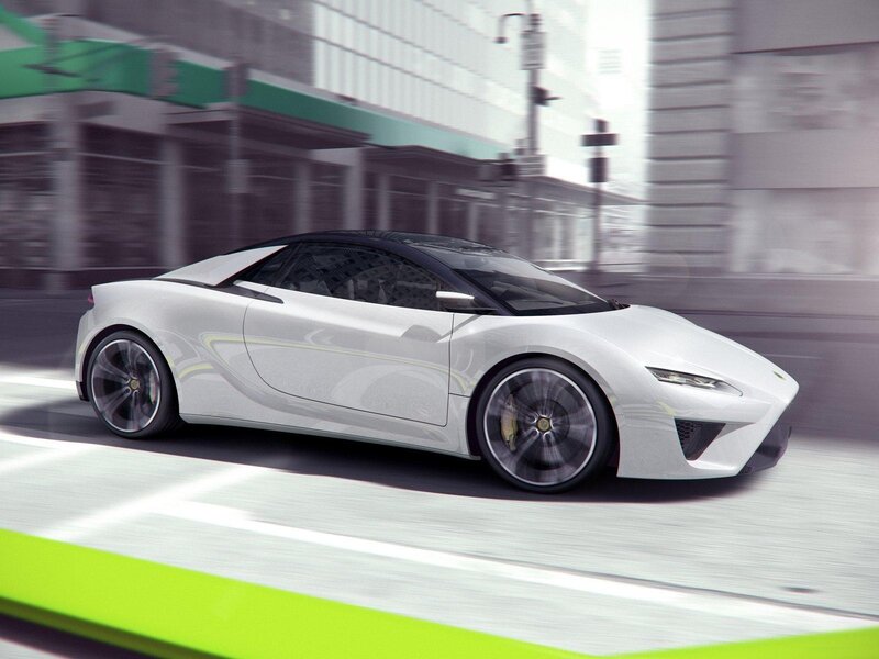 White sports car in motion