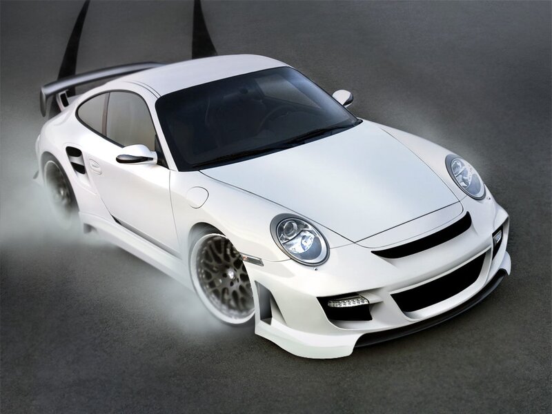 white sports car in motion