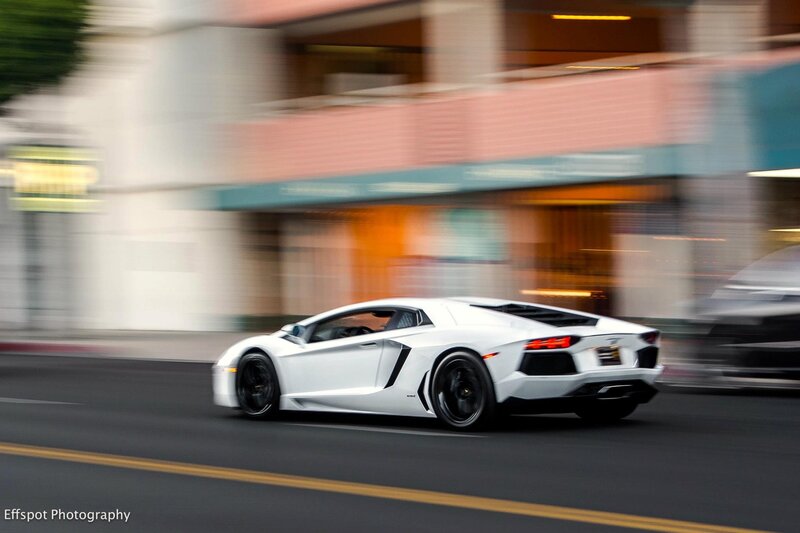 White sports car in motion