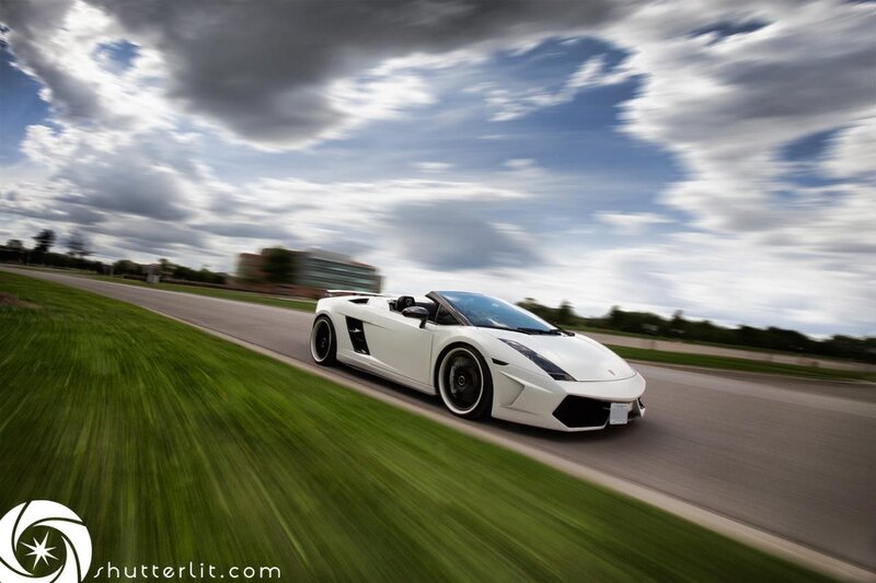 White sports car in motion