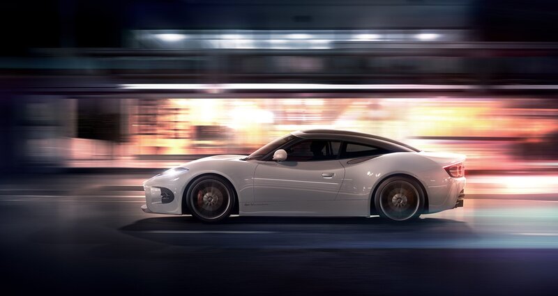 white sports car in motion