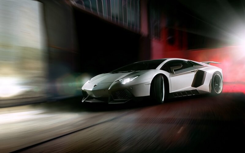 White sports car in motion