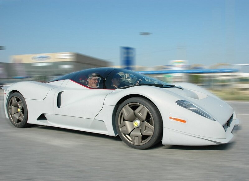 White sports car in motion