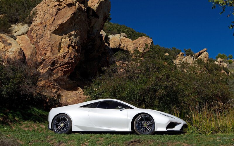 White sports car in nature
