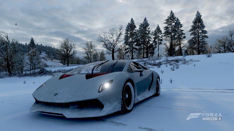 White Sports Car in Snow — Cold, Serene