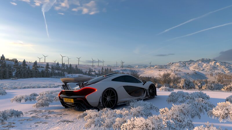 White Sports Car in Snow — Serene
