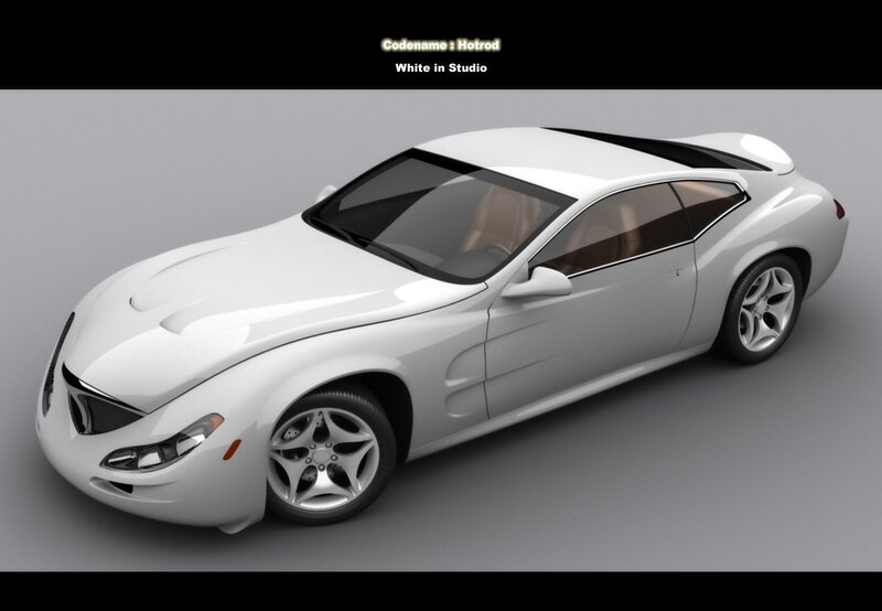 White sports car in studio