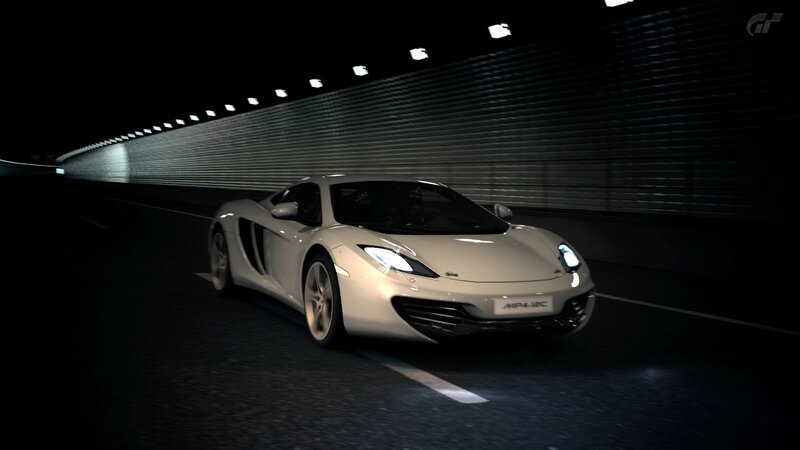 white sports car in tunnel