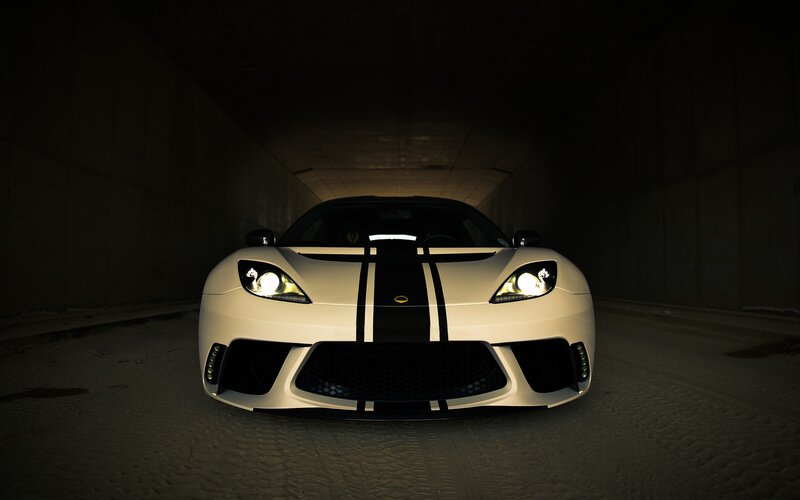 white sports car in tunnel