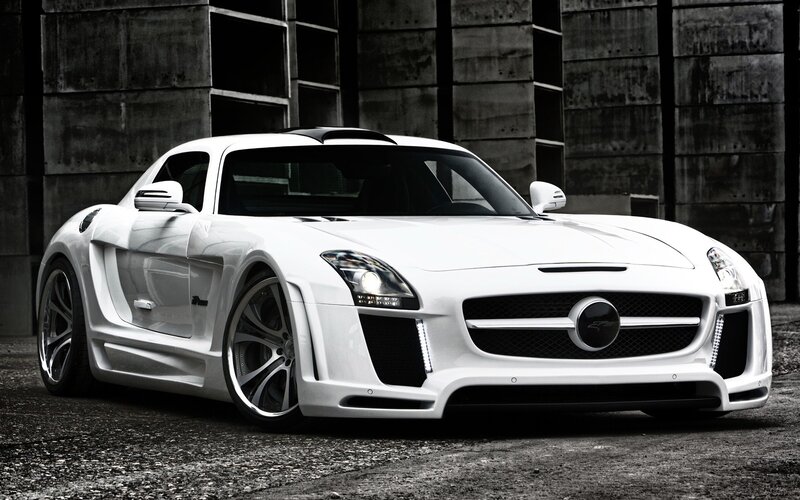 white sports car in urban setting