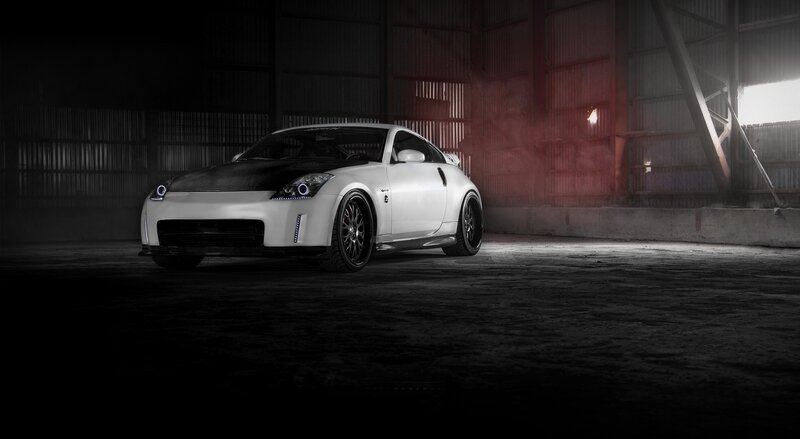 white sports car in warehouse