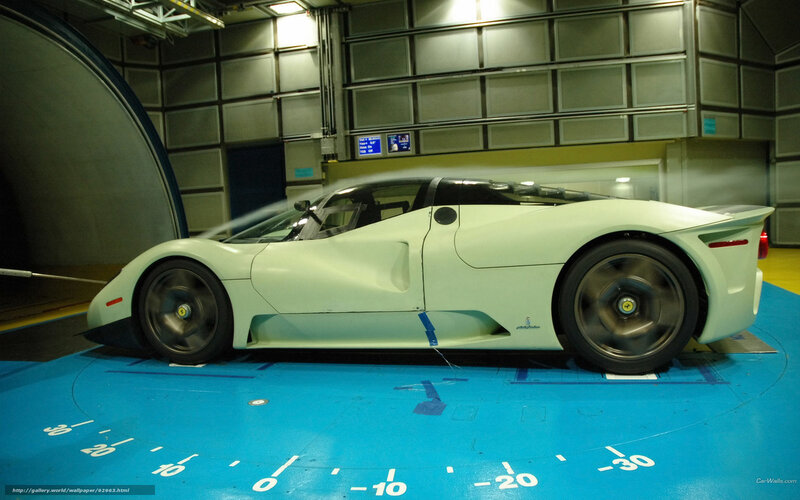 white sports car in wind tunnel