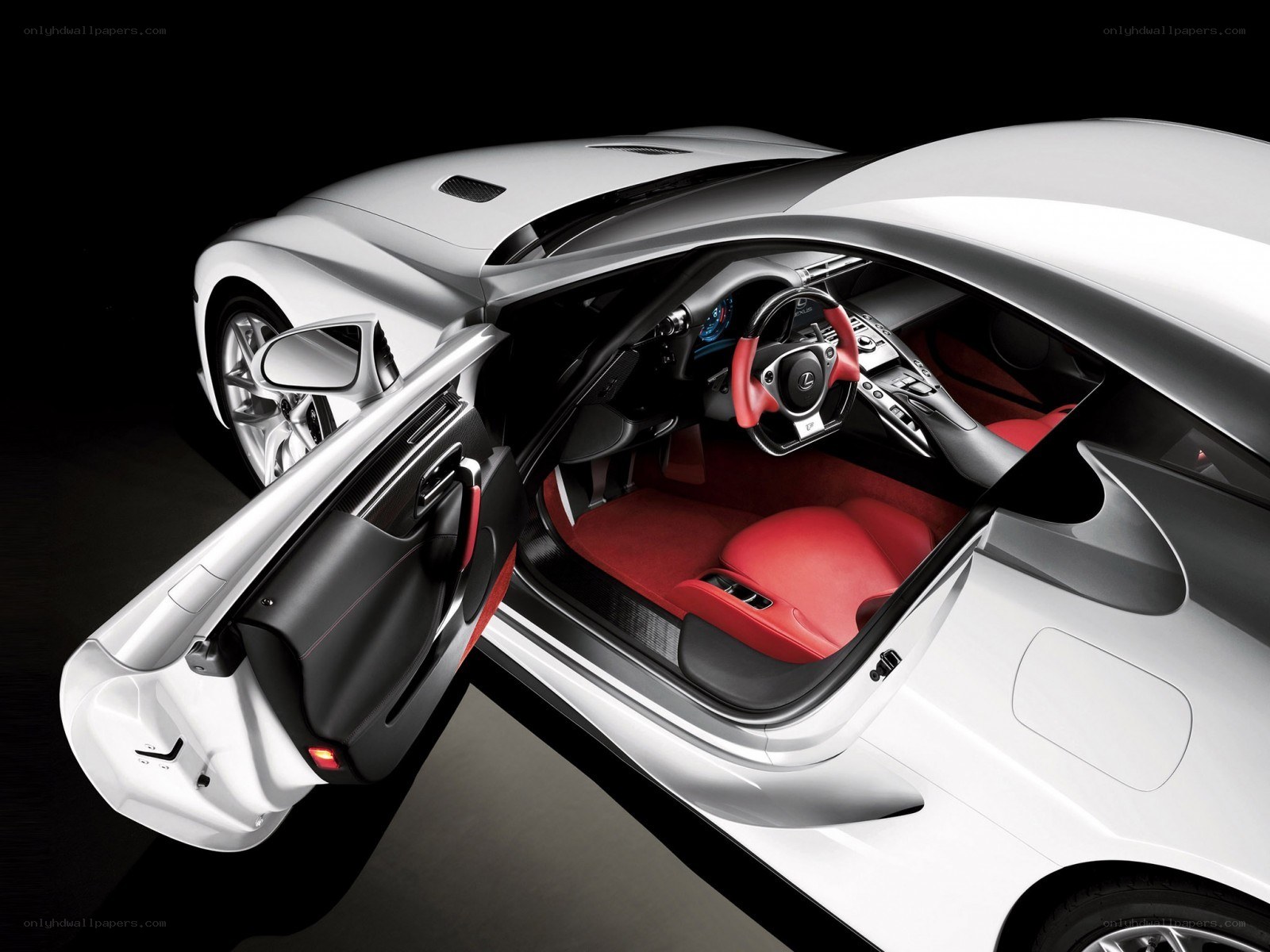 white sports car interior