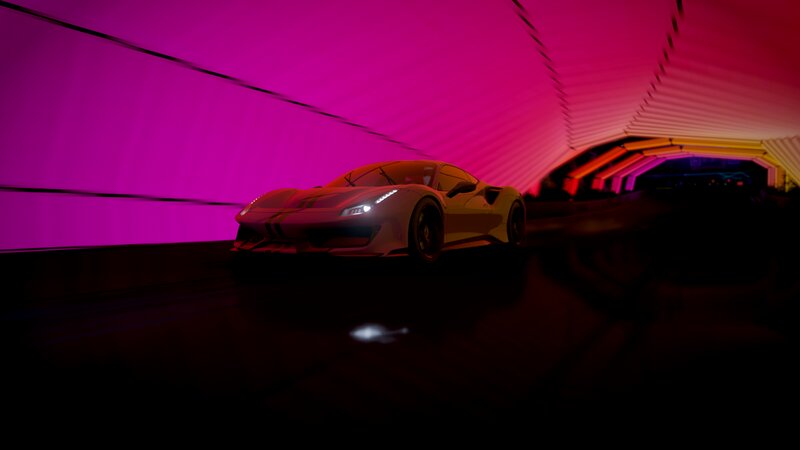 White Sports Car — Magenta