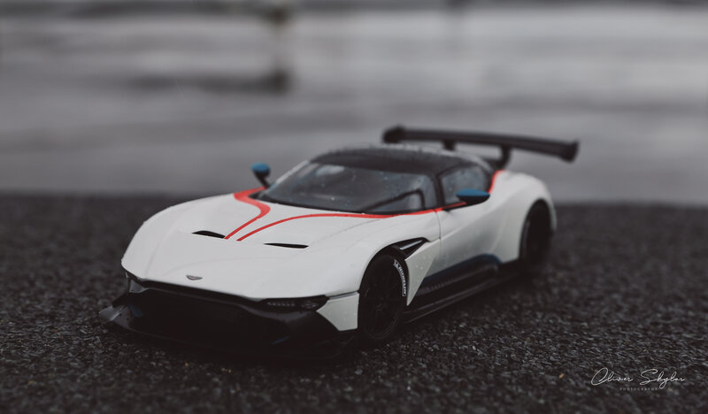 White Sports Car Model — Dramatic
