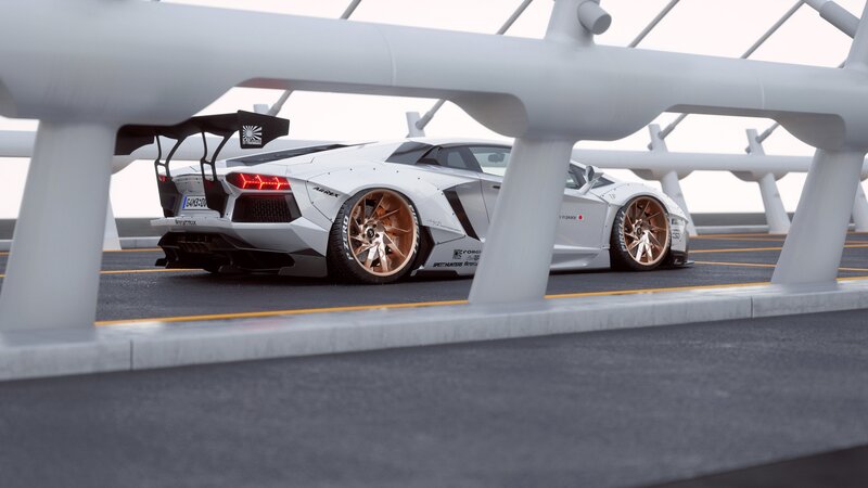 White Sports Car — Modern, 3d Render, Bridge