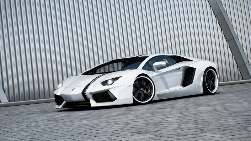 White Sports Car — Modern, 3d Render, Building