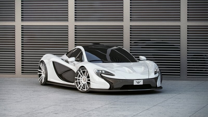 White Sports Car — Modern, 3d Render, Building, Wall