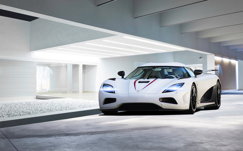 White Sports Car — Modern, 3d Render, Garage